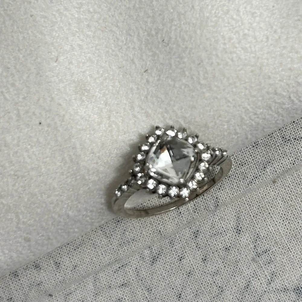 Brighton Demantur Ring Clear Crystals Silver Plated Size 9.5 & Cloth Bag - Picture 4 of 11